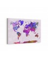 Renkli Dünya Haritası Kanvas Tablosu