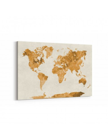 Kahve Tonnları Dünya Haritası Kanvas Tablosu