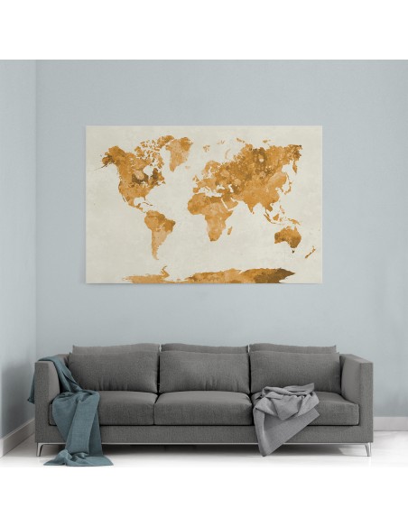 Kahve Tonnları Dünya Haritası Kanvas Tablosu
