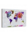 Renkli Dünya Haritası Kanvas Tablo