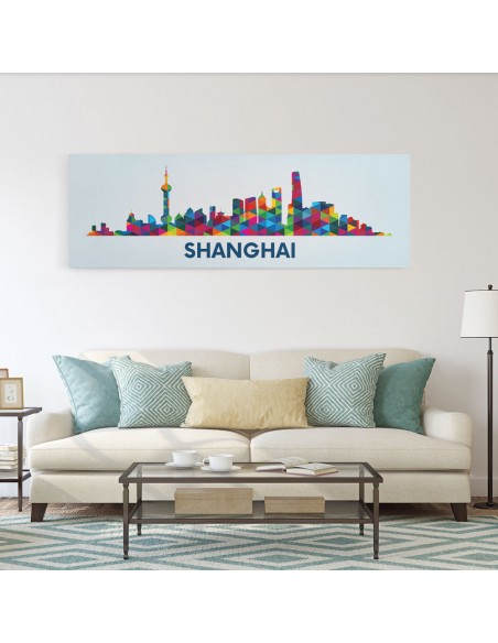 Shanghai Panoramik Kanvas Tablo