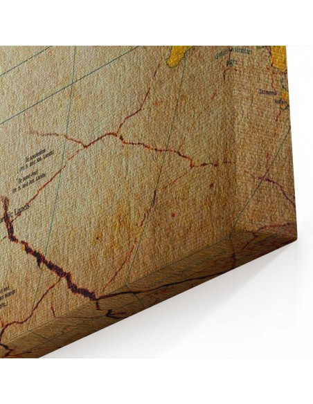 Eskitme Dünya Haritası Kanvas Tablosu