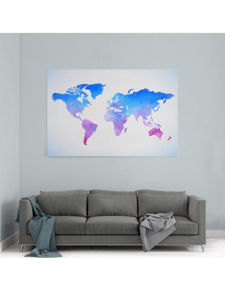 Mavi Dünya Haritası Kanvas Tablosu