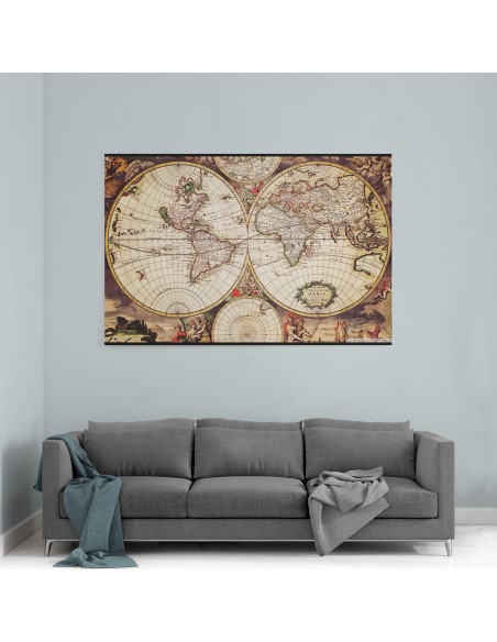 Eski Dünya Haritası Kanvas Tablosu