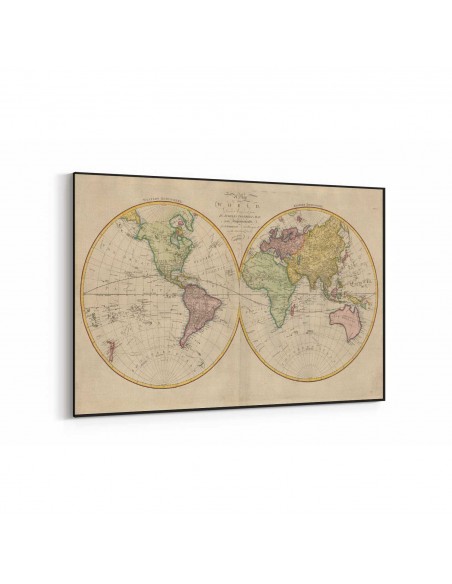 1788 Dünya Haritası Kanvas Tablosu