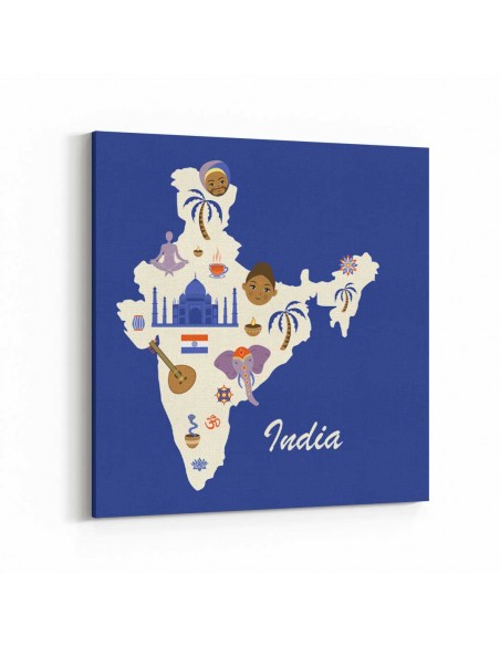 Hindistan Harita Kanvas Tablo
