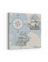 Harita üzerinde Yelkenli Kanvas Tablo
