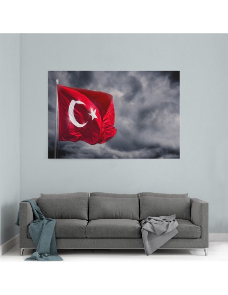 Dalgalı Türk Bayrağı Kanvas Tablo