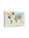 Renkli Dünya Haritası Kanvas Tablosu