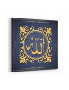 Tabrika Lacivert Sarı Allah Lafzı Kanvas Tablo